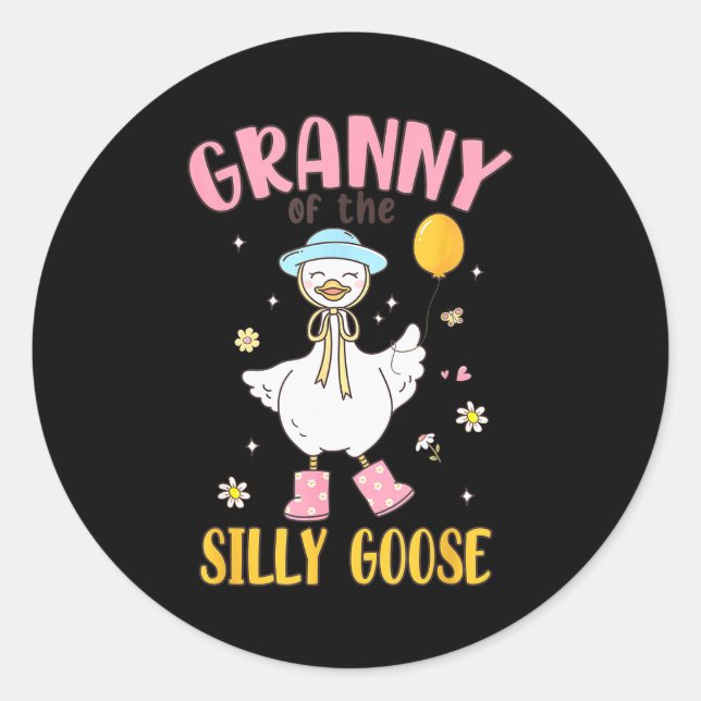 Sticker Rond Granny Of The Silly Goose First Birthday Family Ma (Devant)
