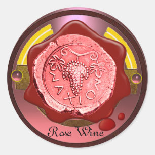 Sticker Rond GRAPE rose VINE ROUGE CIRE SEIGNE