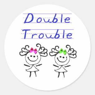 Sticker Rond Graphique à bâtons Twin girls