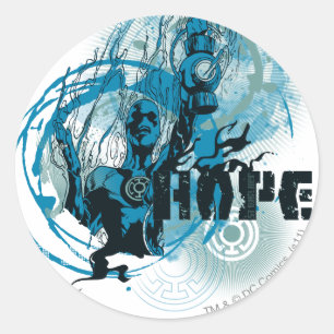 Sticker Rond Graphique bleu 3 de lanterne