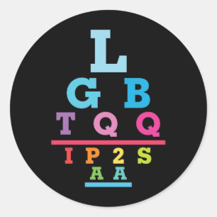 Sticker Rond Graphique d'acuité visuelle Acronyme de la fierté