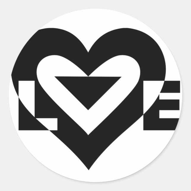 Sticker Rond Graphique d'amour cool, noir (Devant)