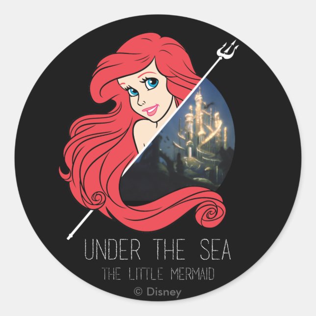 Sticker Rond Graphique d'Ariel Atlantis - Sous la mer (Devant)