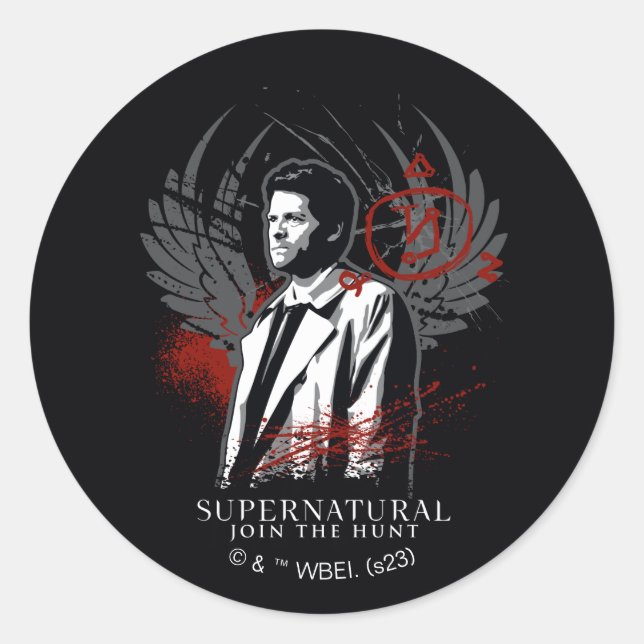 Sticker Rond Graphique de graffiti de Castiel surnaturel (Devant)
