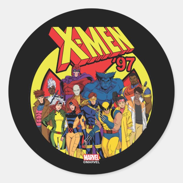 Sticker Rond Graphique de groupe de caractères X-Men '97 (Devant)