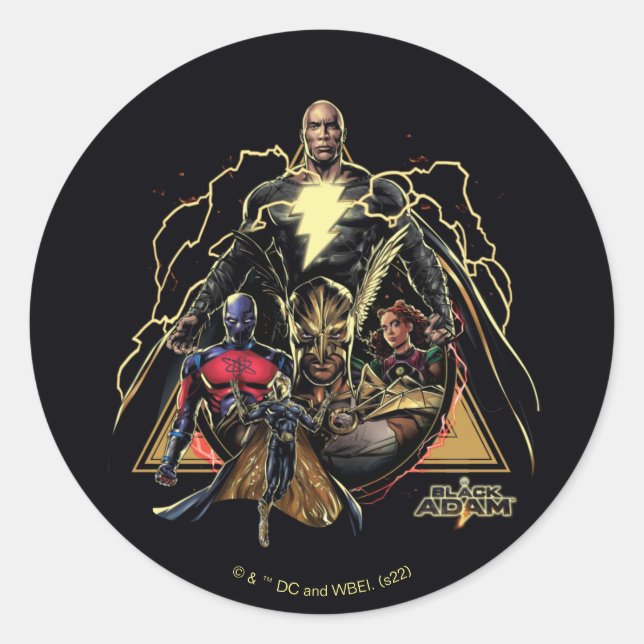 Sticker Rond Graphique de groupe triangulaire Adam noir (Devant)