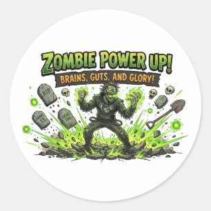 Sticker Rond Graphique de joueur de puissance de mort-vivant