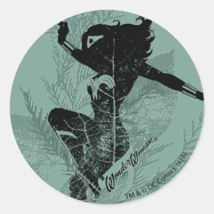 Sticker Rond Graphique de l'atterrissage de Wonder Woman