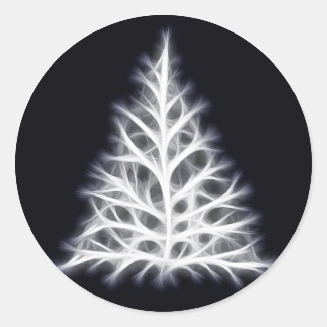Sticker Rond Graphique de Noël blanc d'arbre (Devant)