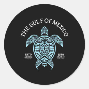 Sticker Rond Graphique De Tortue Du Golfe Du Mexique Style De N