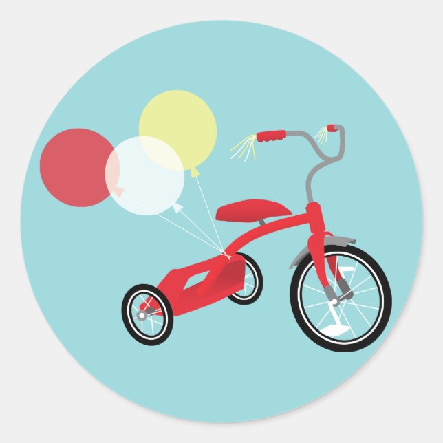 Sticker Rond Graphique de Tricycle Rouge (Devant)