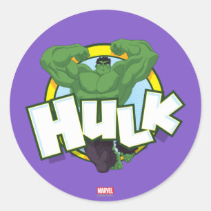 Sticker Rond Graphique du personnage et du nom de Hulk