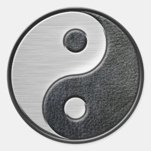 Sticker Rond Graphique en cuir et en acier de Yin Yang d'effet