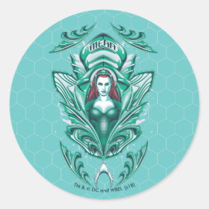 Sticker Rond Graphique fleuri d'Aquaman   Mera