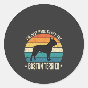 Sticker Rond Graphique Rétro pour Amoureux de Boston Terrier_1