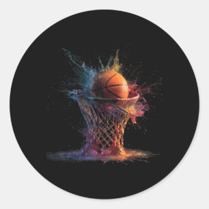 Sticker Rond Graphique Splash Baseball Joueur de baseball Color