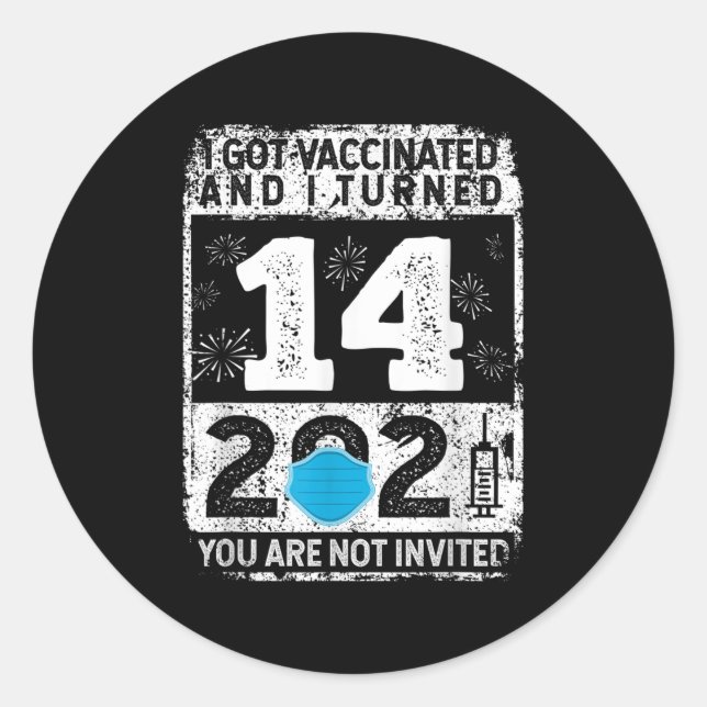 Sticker Rond Graphique sur les Humours amusants vaccinés 2021 C (Devant)