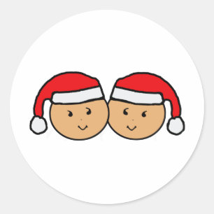 Sticker Rond Graphique Twin Santa Hat