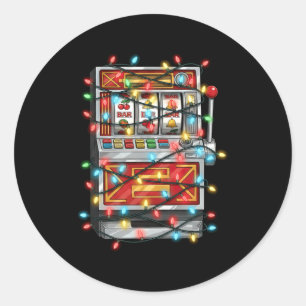 Sticker Rond Graphiques de Noël drôles de machine à sous amateu