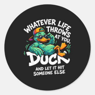 Sticker Rond Graphisme de canard drôle hommes femmes adolescent