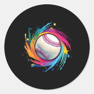 Sticker Rond Graphisme de joueur et de fan de baseball 