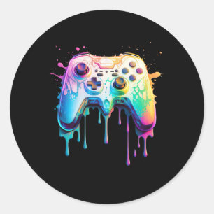Sticker Rond Graphisme de joueur jeu vidéo - Amateur de jeu vid