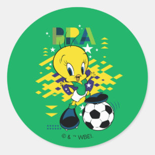 Sticker Rond Graphisme de l'équipe de football du Brésil TWEETY