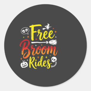 Sticker Rond Graphisme de sorcière de manèges de balai gratuits