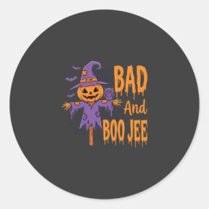 Sticker Rond Graphisme d'épouvantail Halloween Bad And Boo Jee