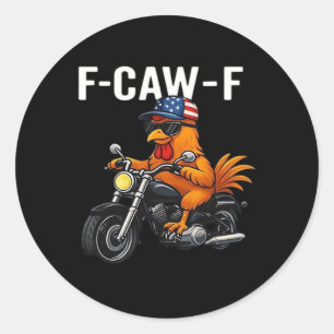 Sticker Rond Graphisme esthétique classique de poulet F-Caw-F
