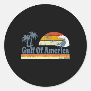 Sticker Rond Graphisme Rétro Golfe De L'Amérique D'Amérique N'O