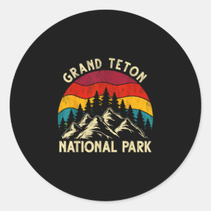 Sticker Rond Graphisme rétro vintage du parc national de Grand