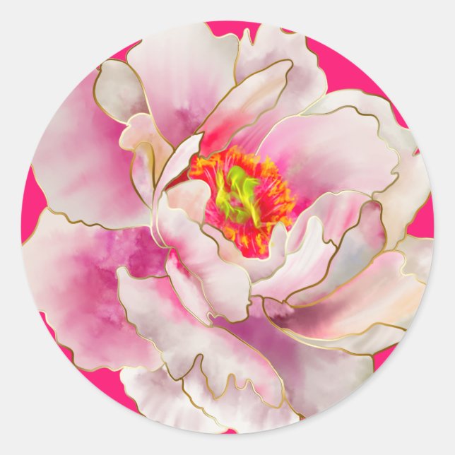 Sticker Rond Gras Belle Peony Scarlet (Devant)