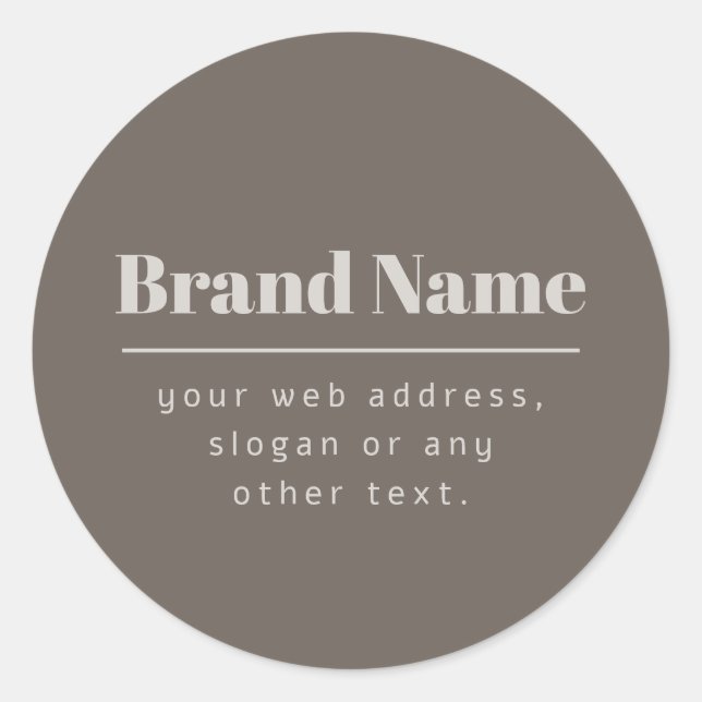 Sticker Rond Gras moderne foncé & clair Beige Marque ou Entrepr (Devant)