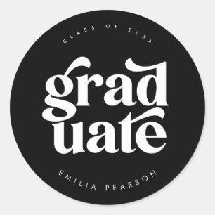 Sticker Rond Gras Moderne Type Noir Graduation