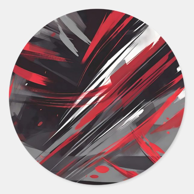 Sticker Rond Gras Rouge Et Gris Dynamique (Devant)