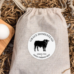 Sticker Rond Grass Fed Beef Ajouter Nom Agriculteurs Marché Pro
