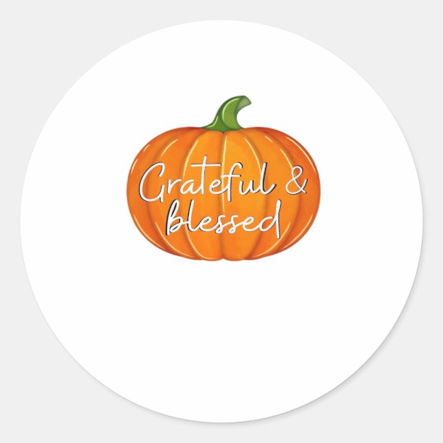 Sticker Rond Grateful and Blessed - Pumpkin  Fall Thanksgiving  (Devant)