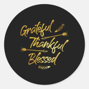 Sticker Rond Grateful Thanksgiving Gold Jour