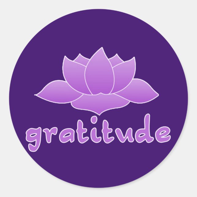 Sticker Rond Gratitude avec Lotus violet (Devant)