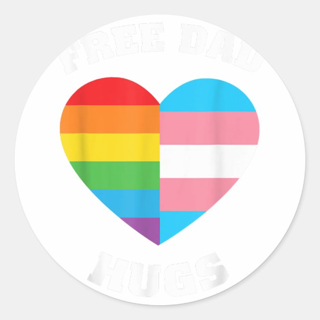 Sticker Rond Gratuit Papa Hugs - Fierté LGBT (Devant)