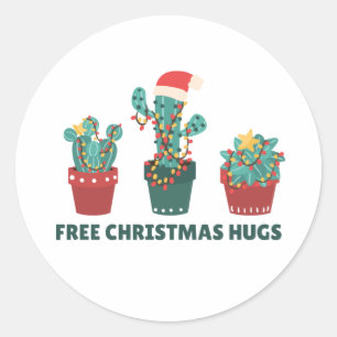 Sticker Rond Gratuit serres de Noël Funny Cactus Plante Classic