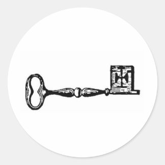 Sticker Rond Gravure sur clé squelette antique