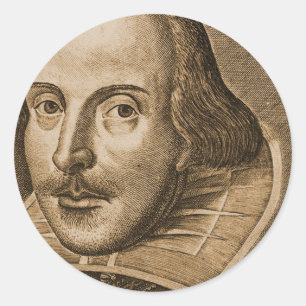 Sticker Rond Gravures de Shakespeare Droeshout