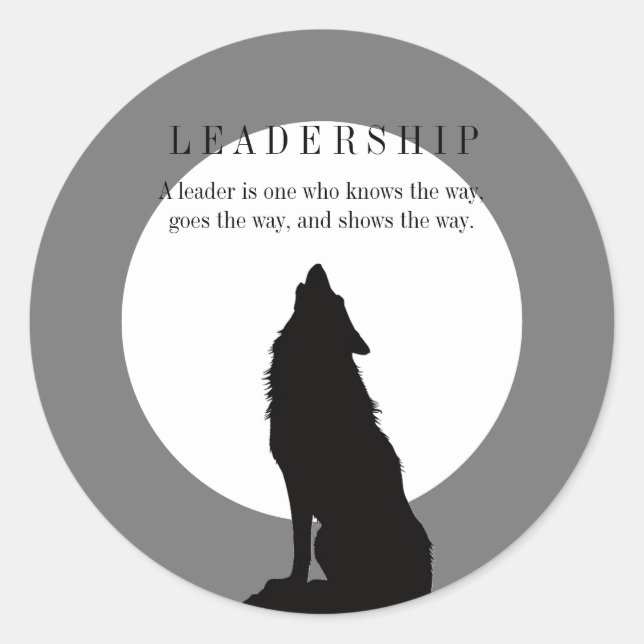 Sticker Rond Gray Black Pop Art Leadership Wolf Howling (Devant)