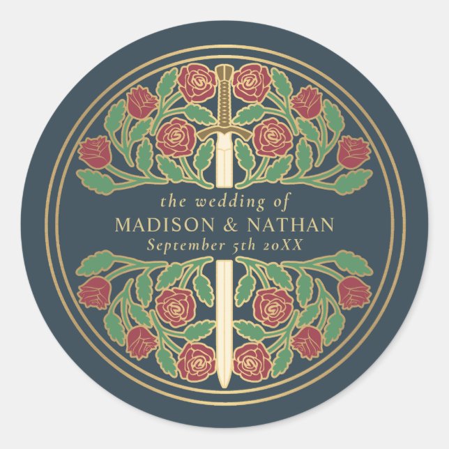 Sticker Rond Gray Royal Medieval Sword Wedding  (Devant)