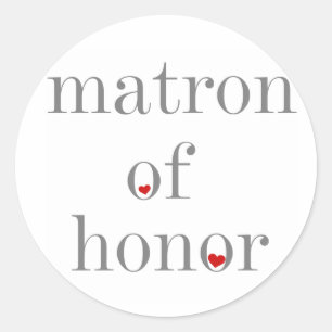 Sticker Rond Gray Text Matron d'honneur