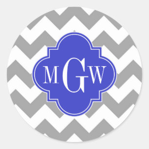 Sticker Rond Gray Wht Chevron