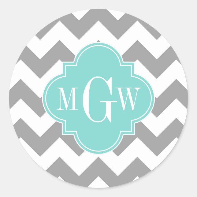 Sticker Rond Gray Wht Chevron (Devant)