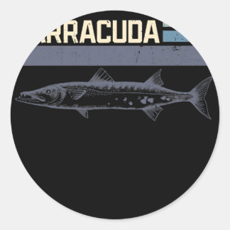 Sticker Rond Great Barracuda Cuda Fishing Wildlife Saltwater